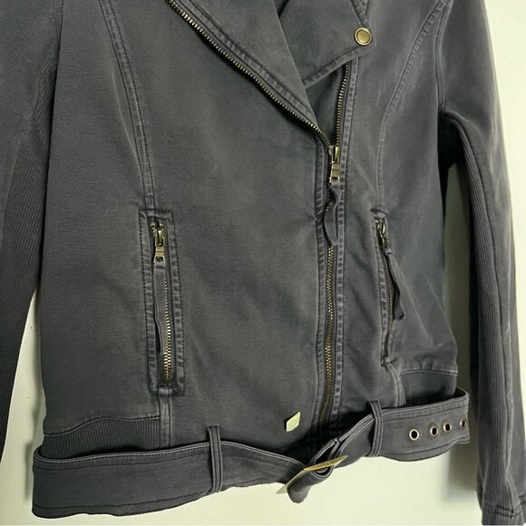 Marrakech Anthropologie Moto Jacket XS Petite Belted Pockets Stretch Fader Gray - Picture 4 of 10